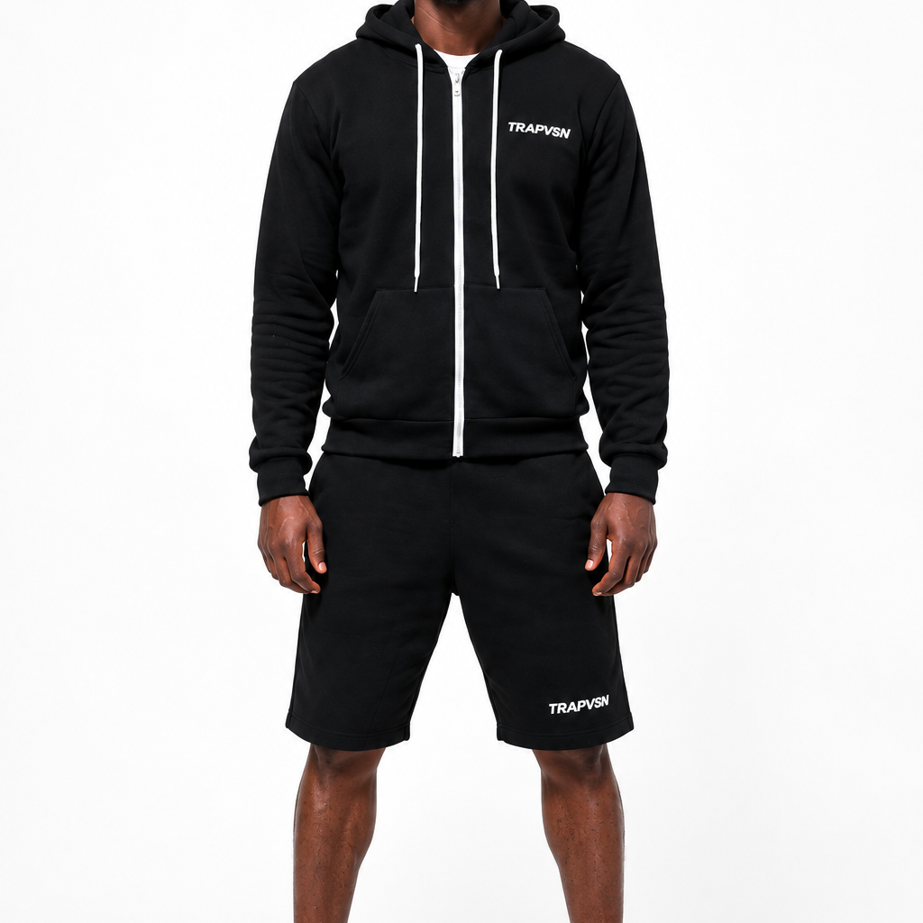 TRAPVSN ZIP-UP SET (BLACK/WHITE)