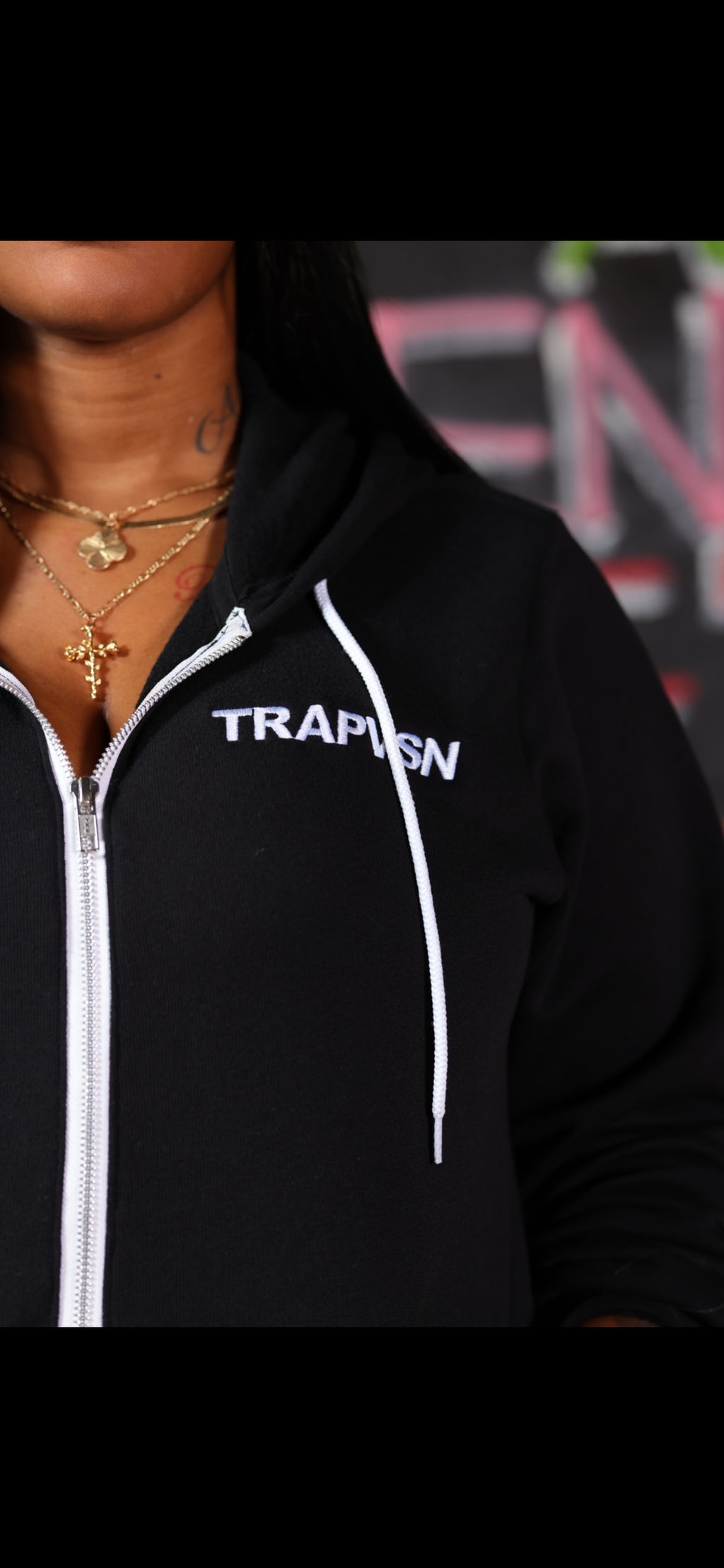 TRAPVSN ZIP-UP SET (BLACK/WHITE)