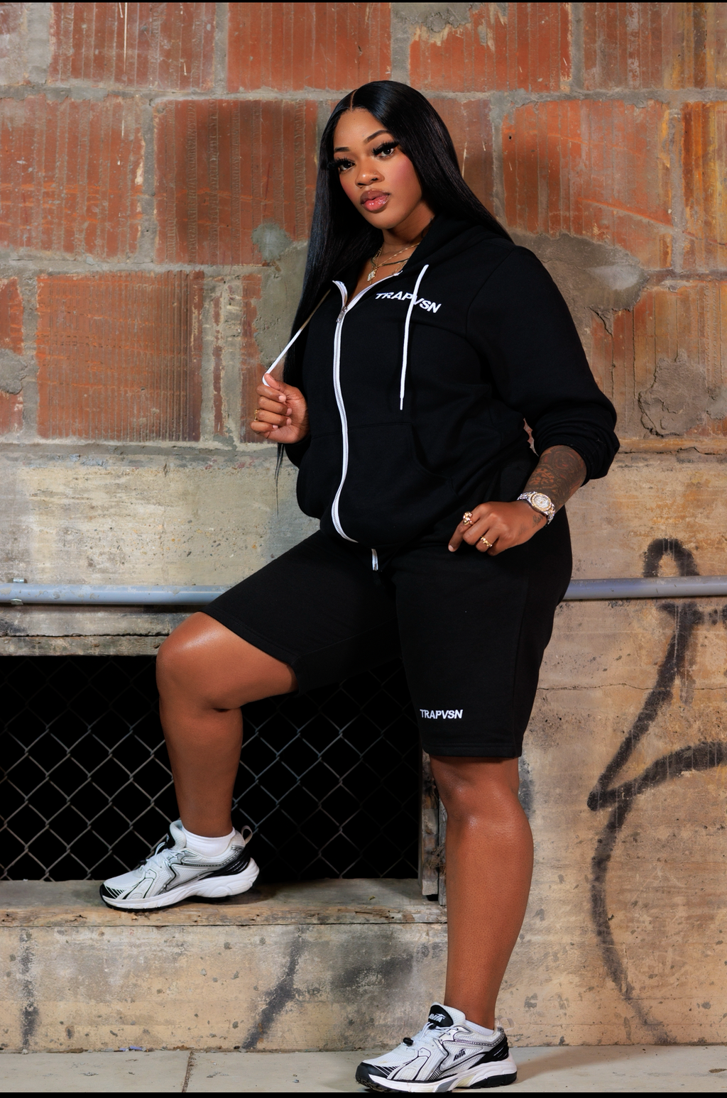 TRAPVSN ZIP-UP SET (BLACK/WHITE)